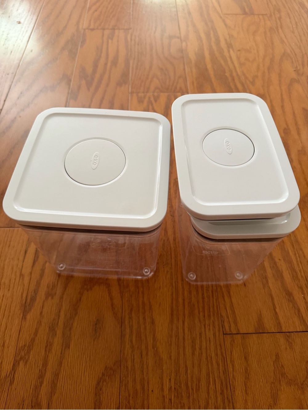 Lot of 2 OXO White POP Square and Rectangular Plastic Food Storage Containers